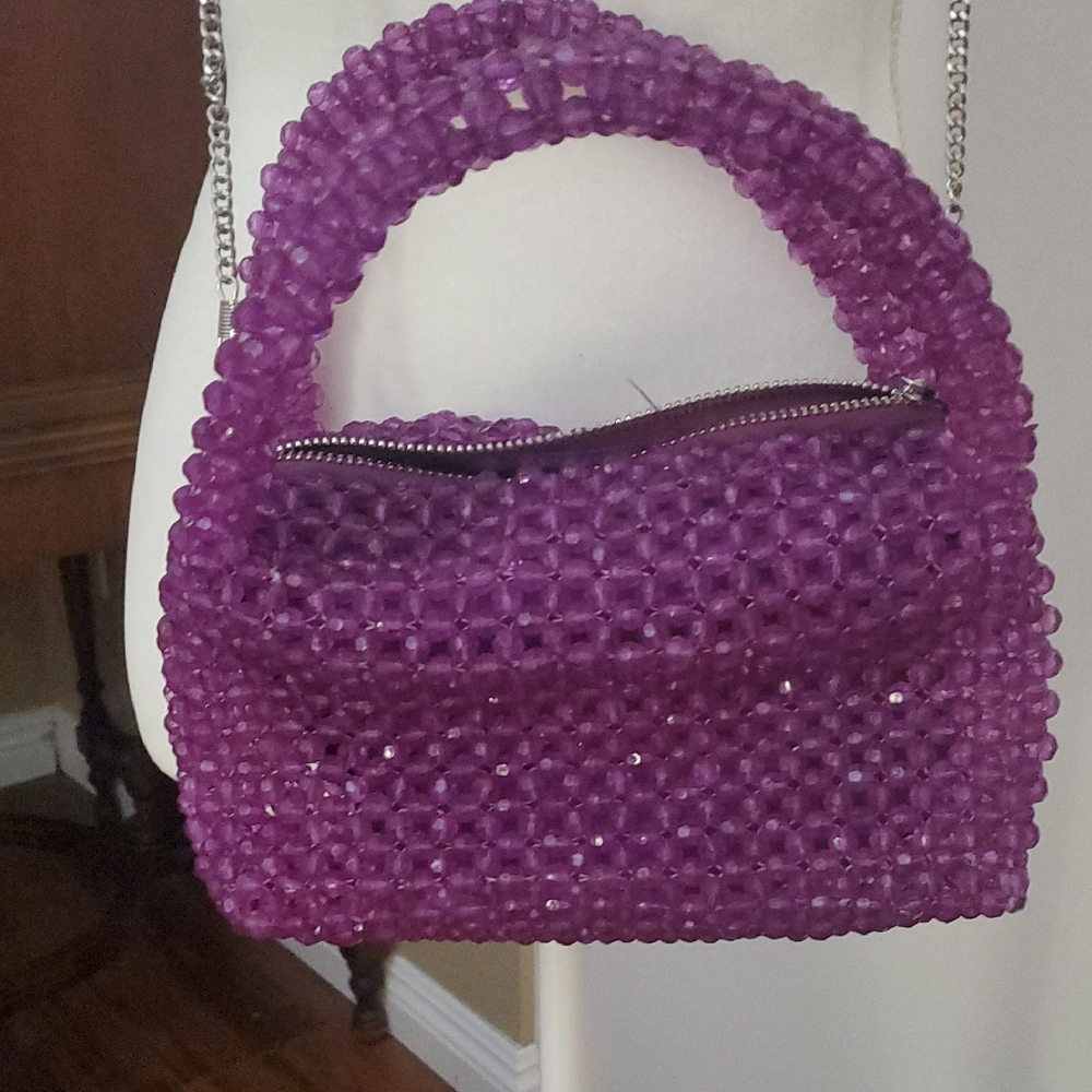 Purple Beaded Handbag